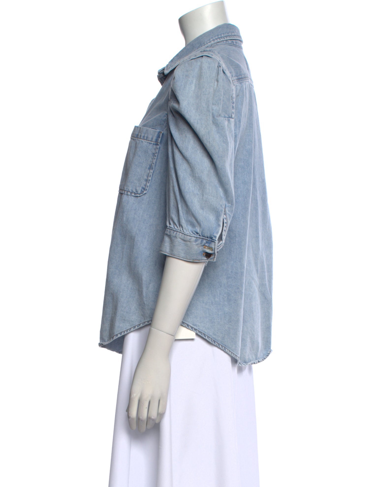 FRAME Three-Quarter Sleeve Button-Up Top