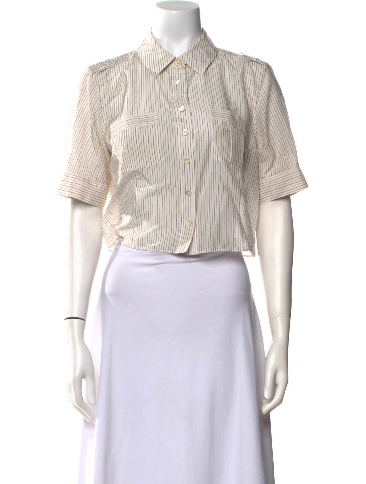 FRAME Striped Short Sleeve Crop Top