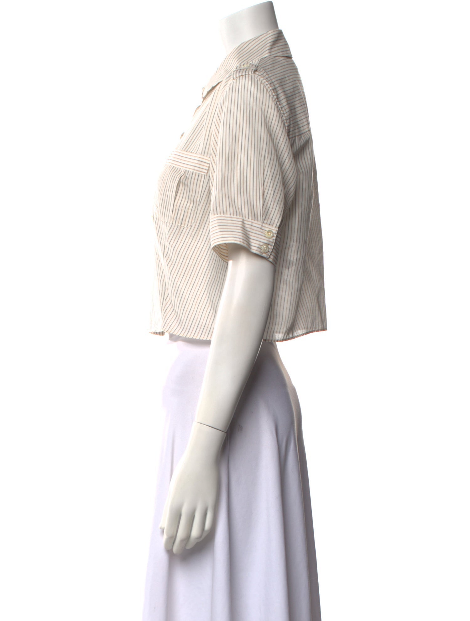 FRAME Striped Short Sleeve Crop Top