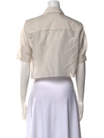 FRAME Striped Short Sleeve Crop Top