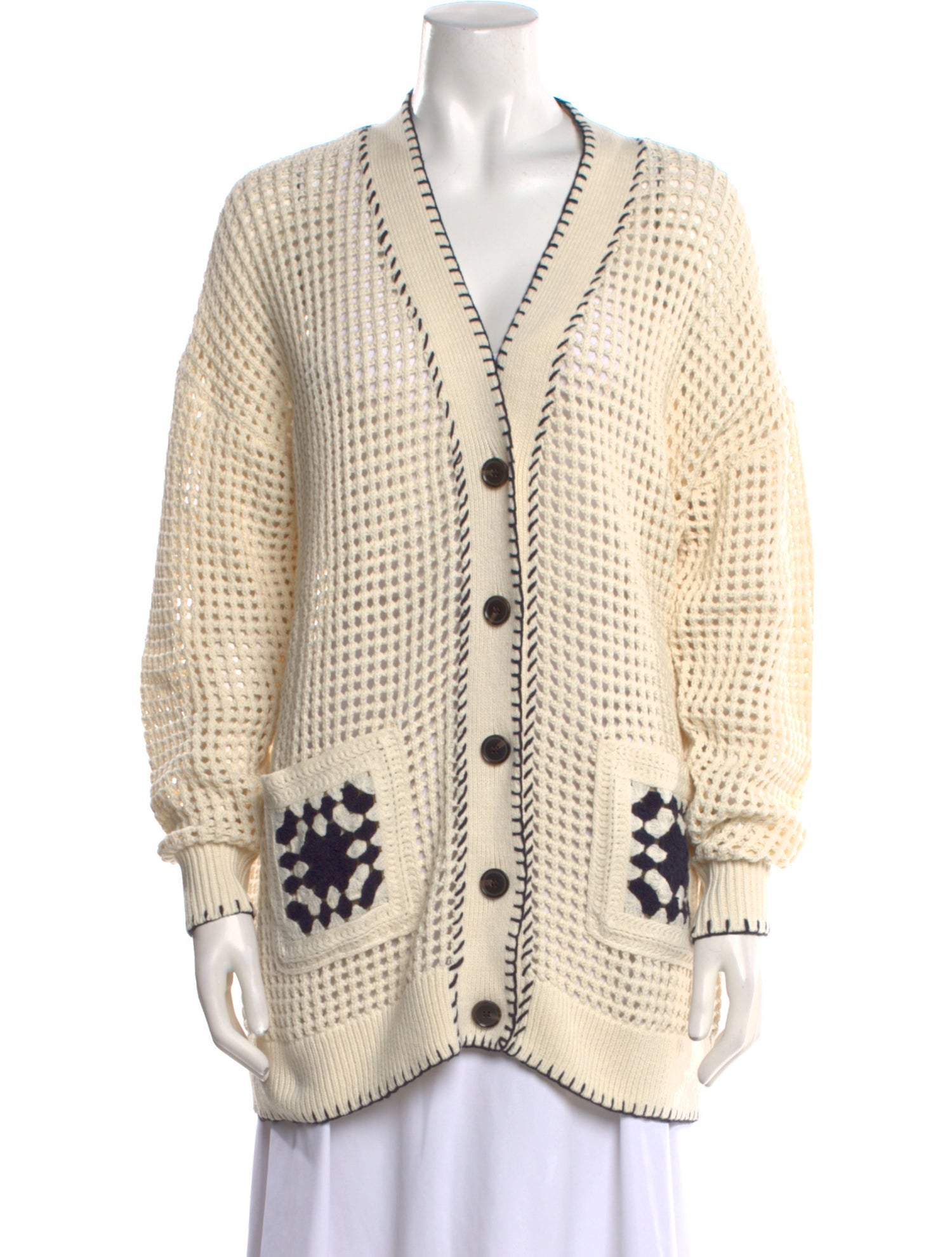 FRAME Crochet Patterned Sweater