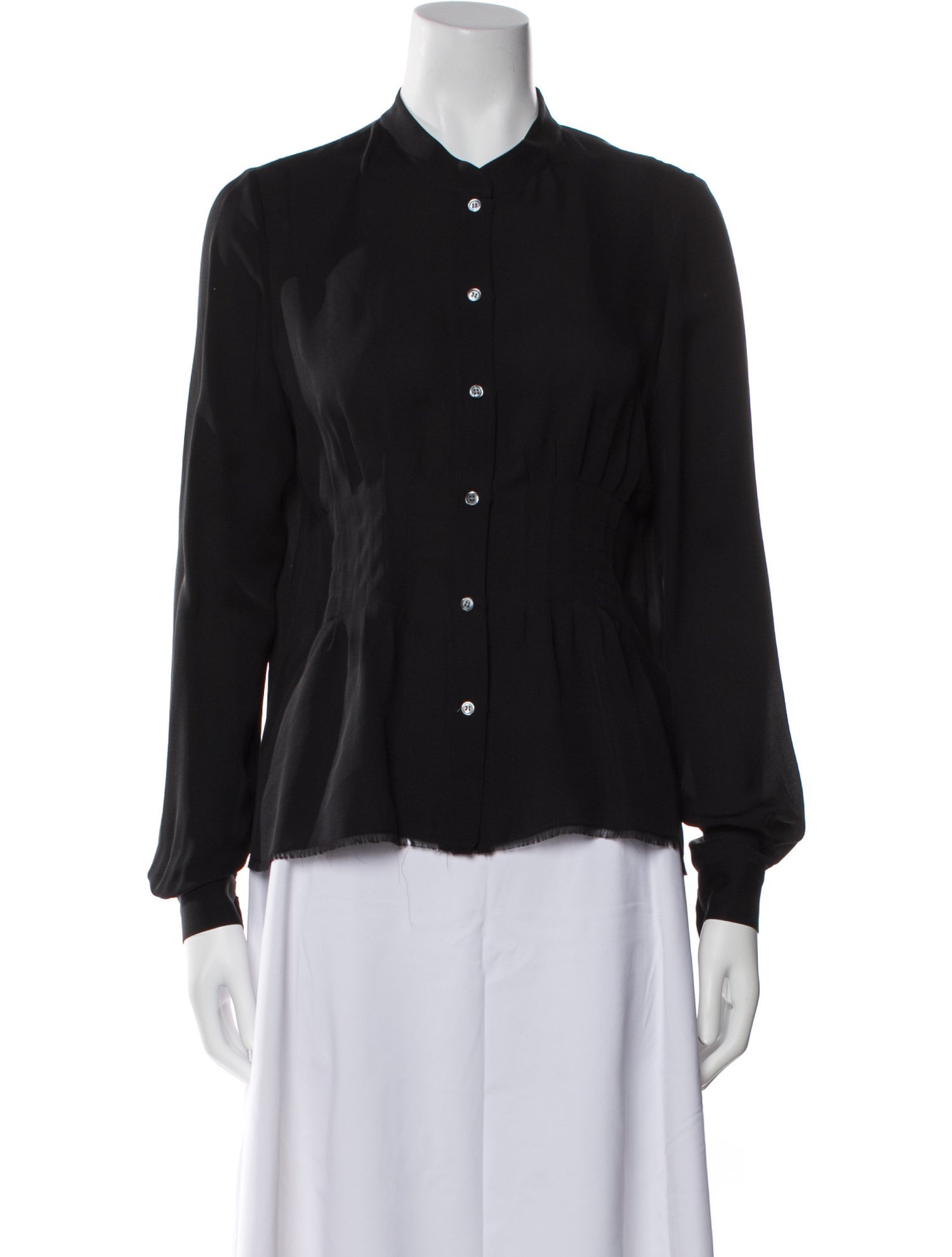 FRAME Silk Long Sleeve Button-Up Top