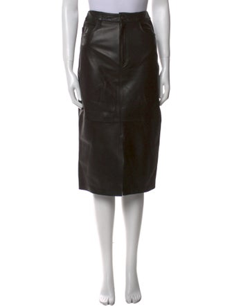 FRAME Lamb Leather Midi Length Skirt