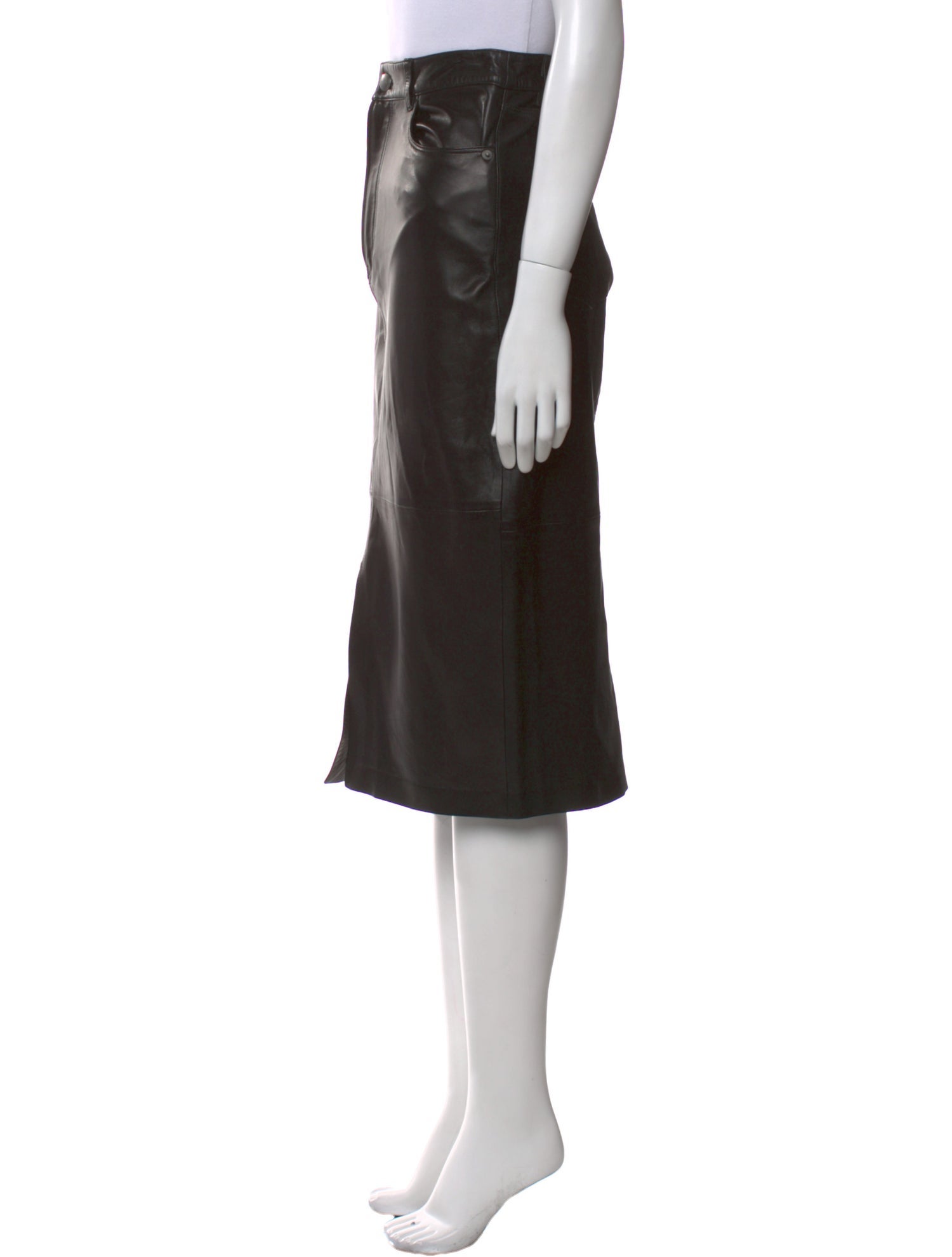 FRAME Lamb Leather Midi Length Skirt