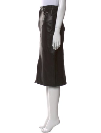 FRAME Lamb Leather Midi Length Skirt