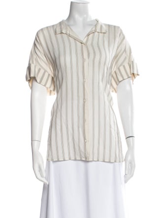 FRAME Silk Striped Button-Up Top