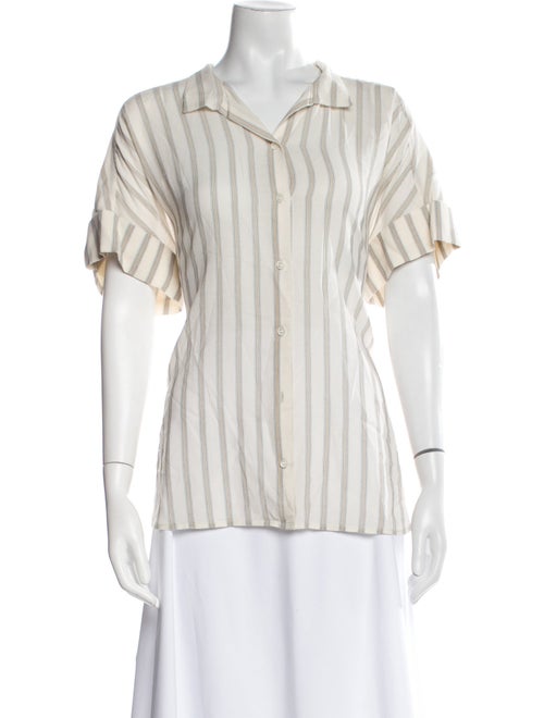 FRAME Silk Striped Button-Up Top