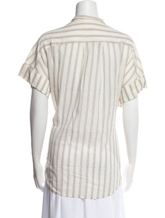 FRAME Silk Striped Button-Up Top