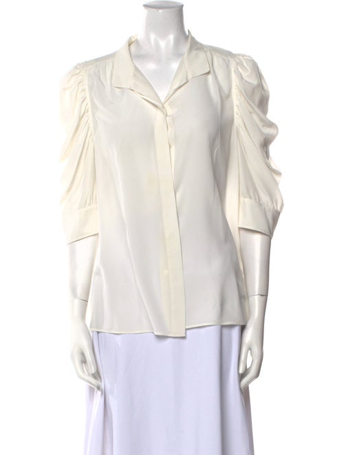 FRAME Silk Three-Quarter Sleeve Button-Up Top