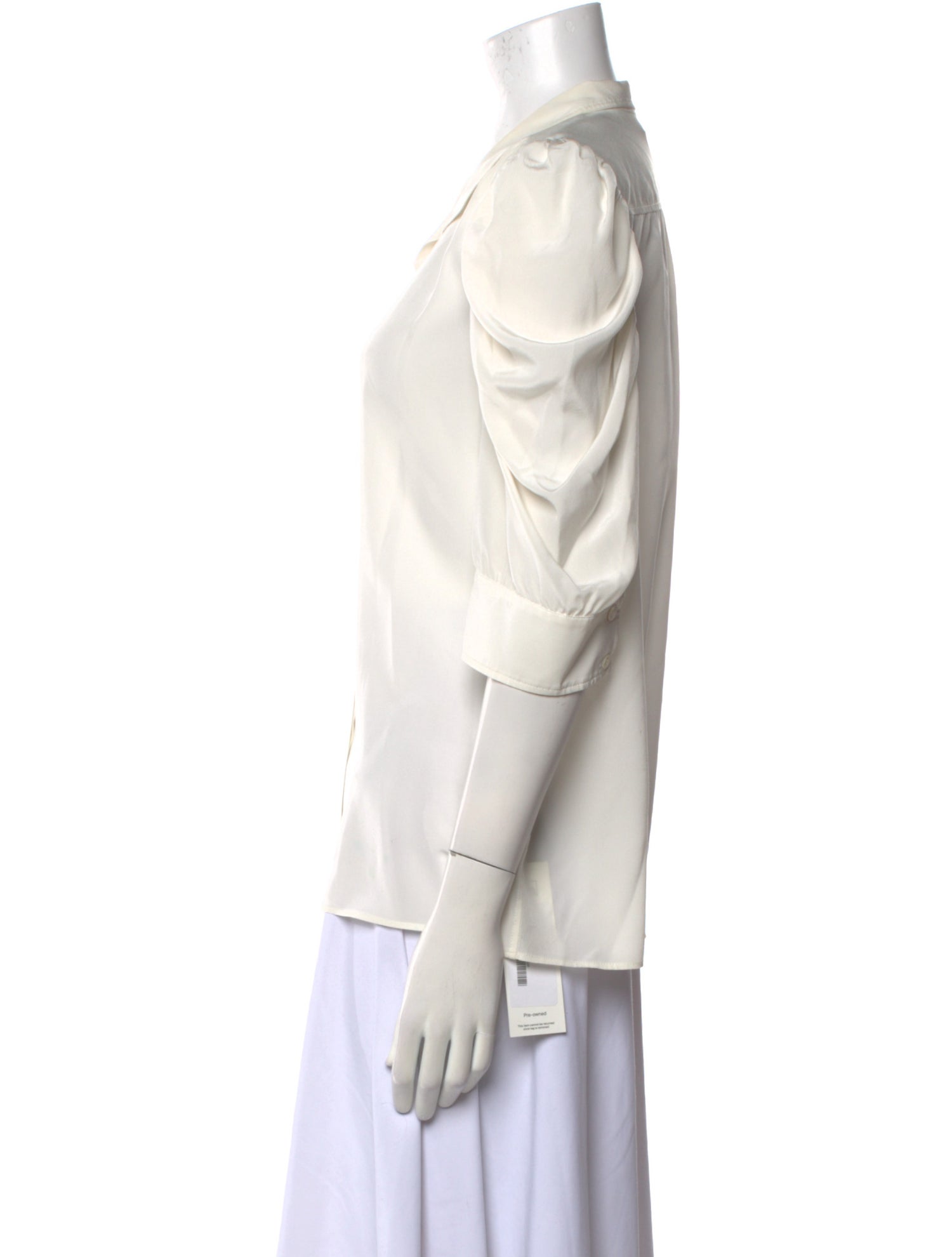 FRAME Silk Three-Quarter Sleeve Button-Up Top