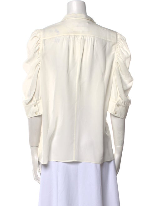 FRAME Silk Three-Quarter Sleeve Button-Up Top
