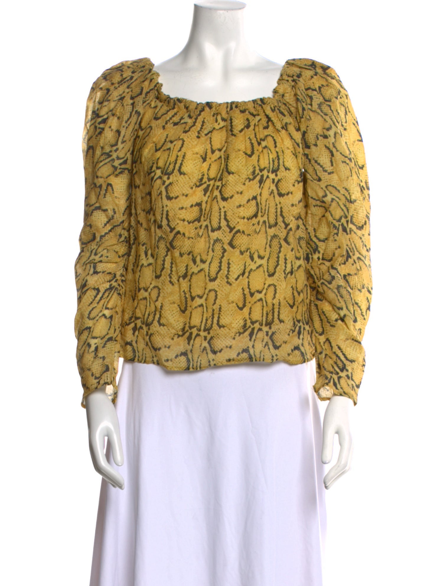 FRAME Animal Print Square Neckline Blouse