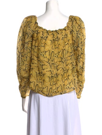 FRAME Animal Print Square Neckline Blouse