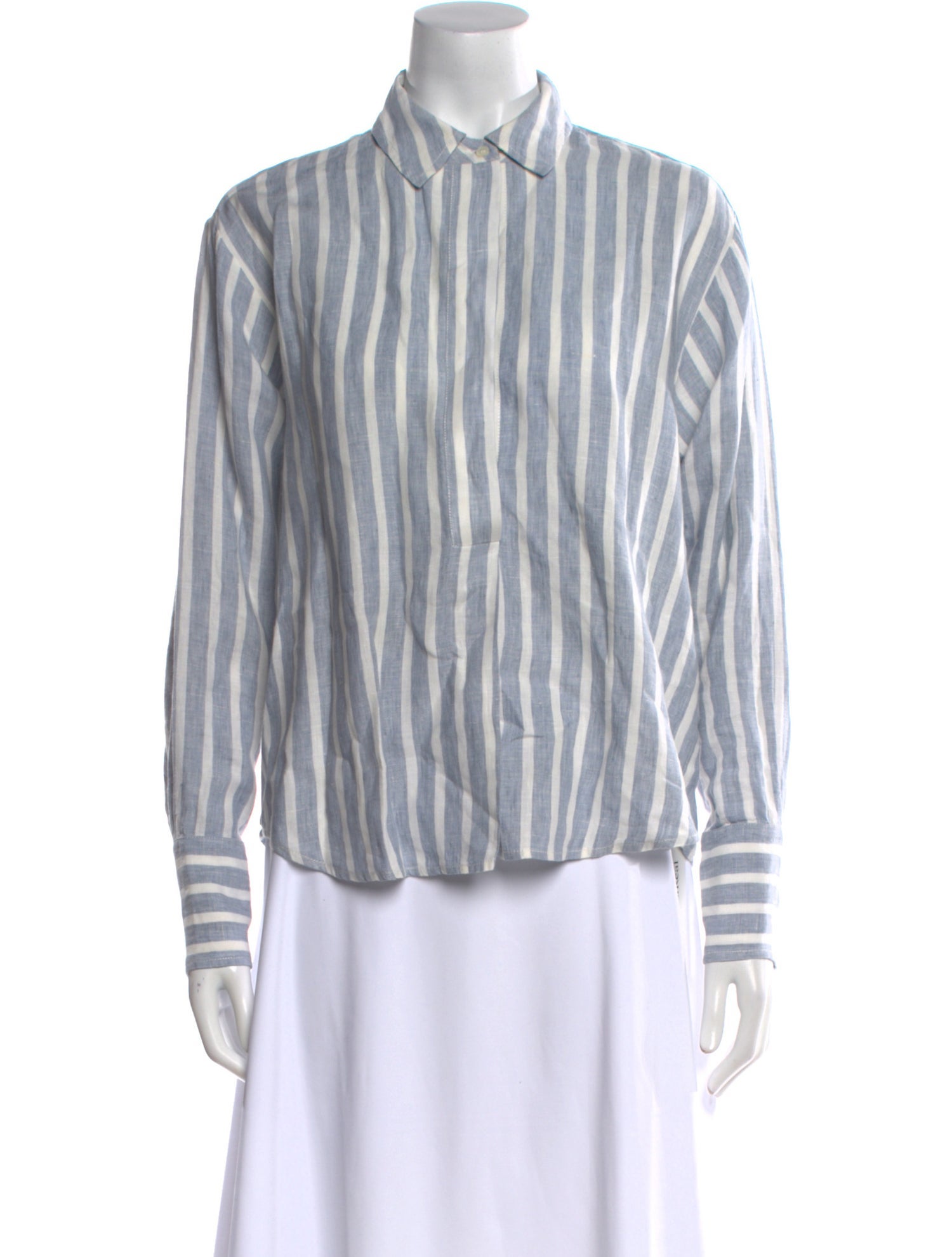 FRAME Linen Striped Button-Up Top