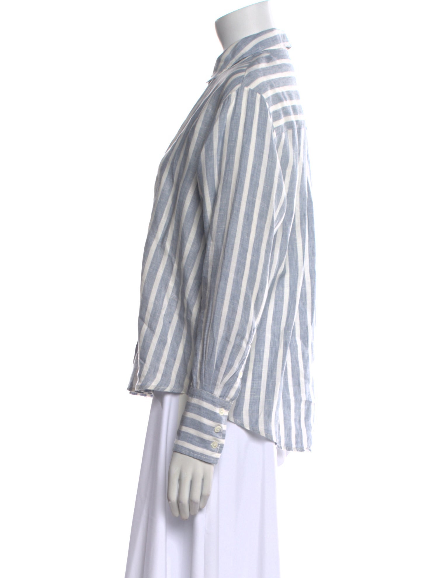 FRAME Linen Striped Button-Up Top