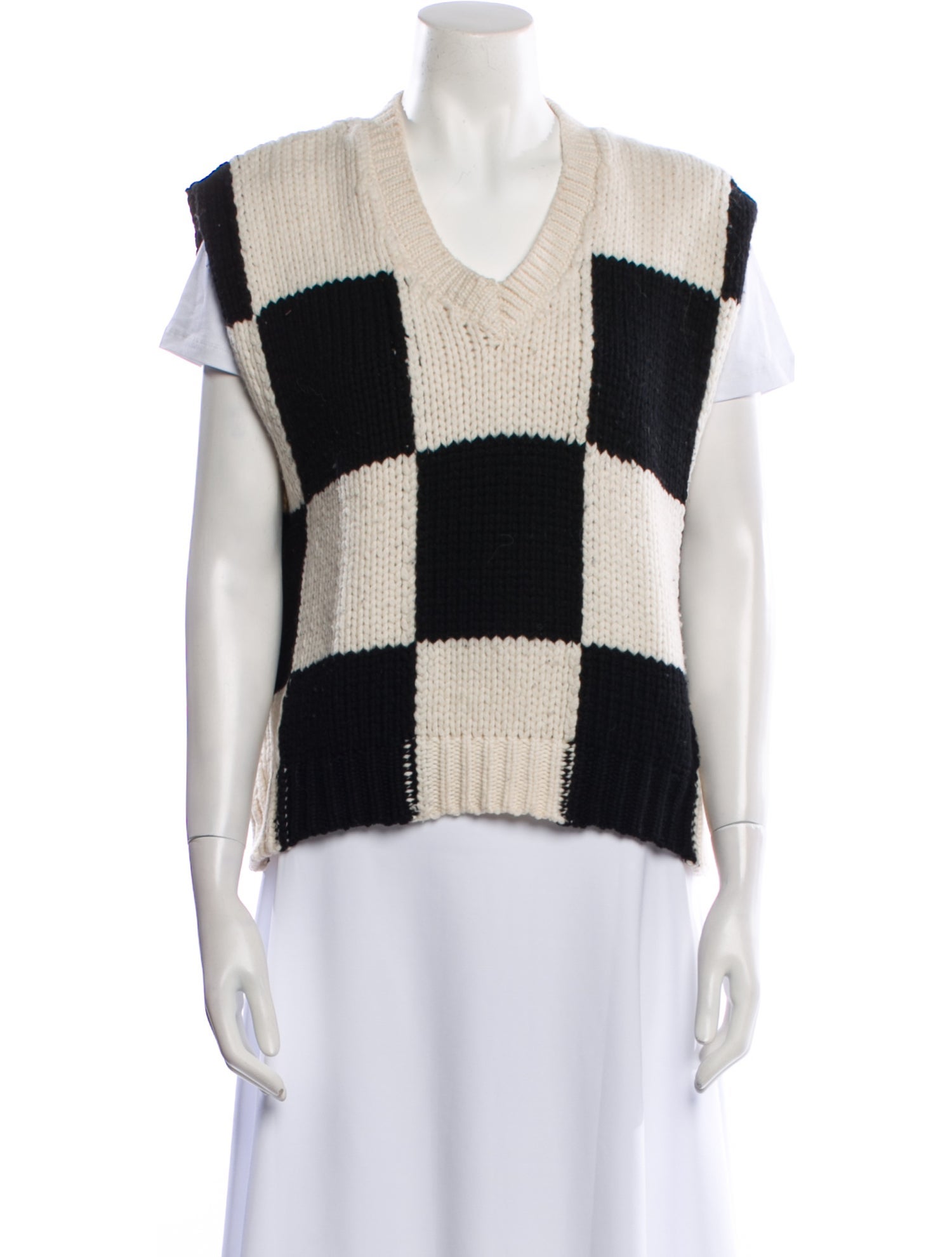 FRAME Colorblock Pattern V-Neck Sweater