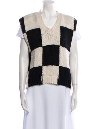 FRAME Colorblock Pattern V-Neck Sweater