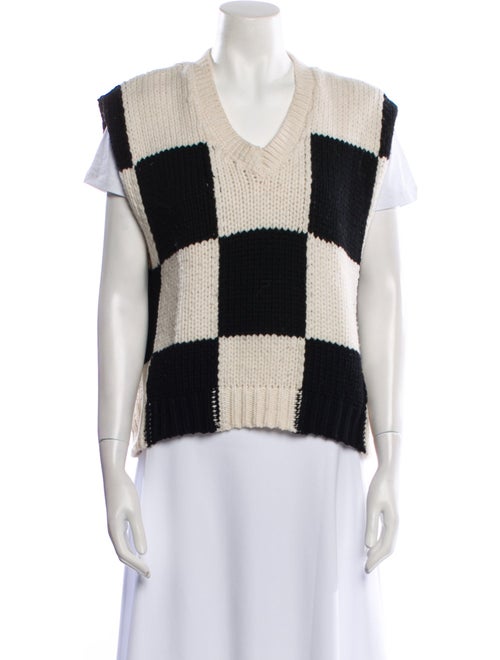 FRAME Colorblock Pattern V-Neck Sweater