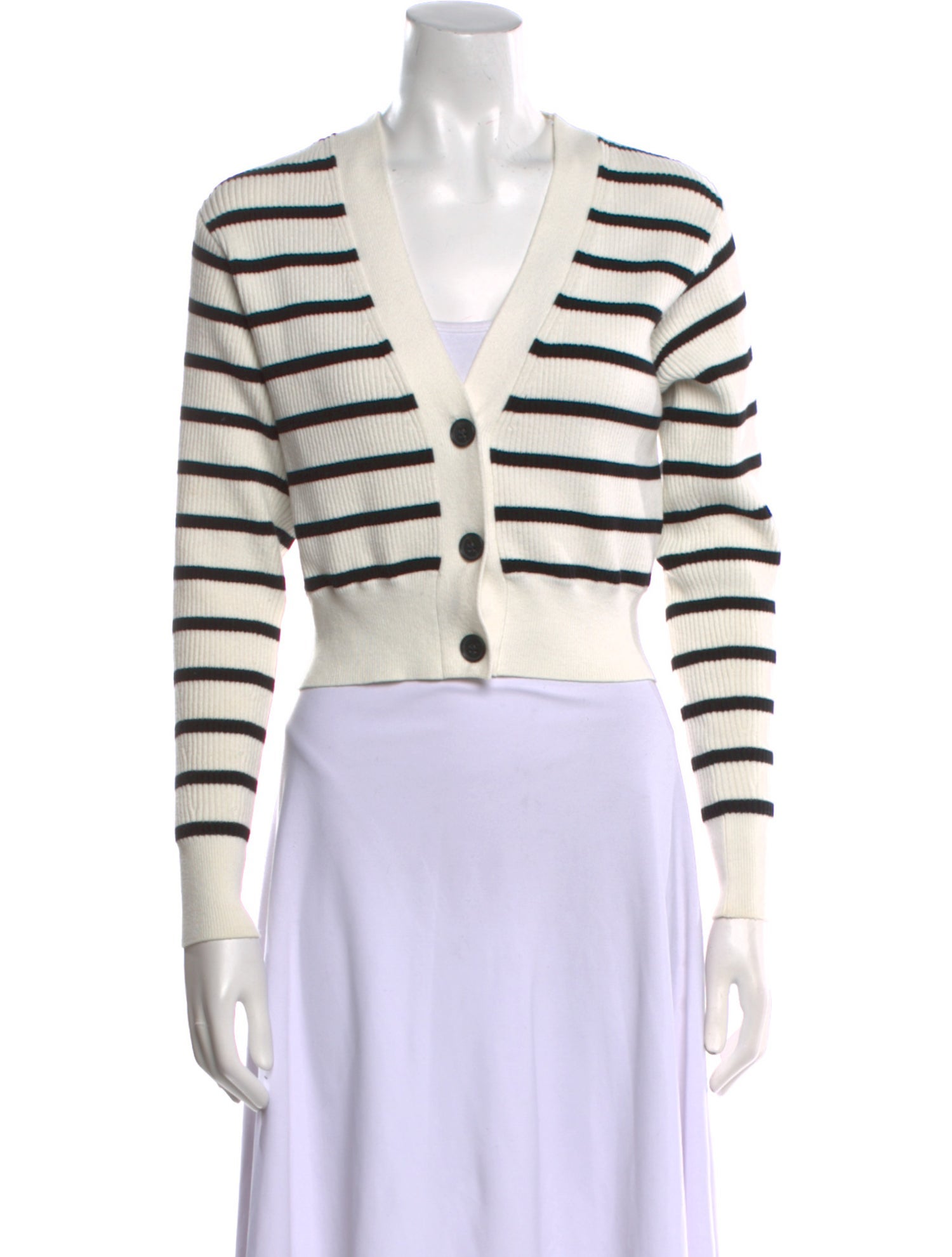 FRAME Striped V-Neck Sweater