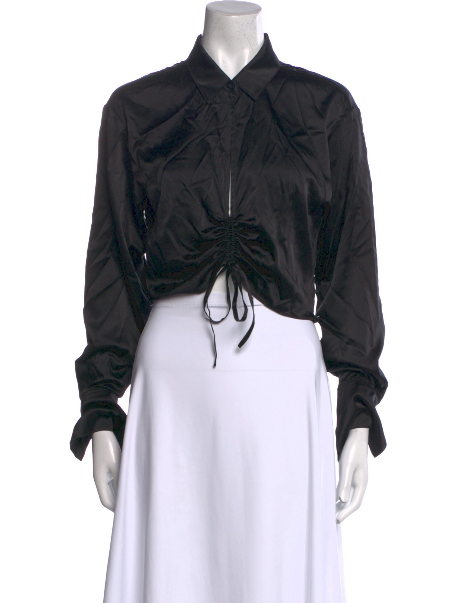 FRAME Silk Long Sleeve Crop Top