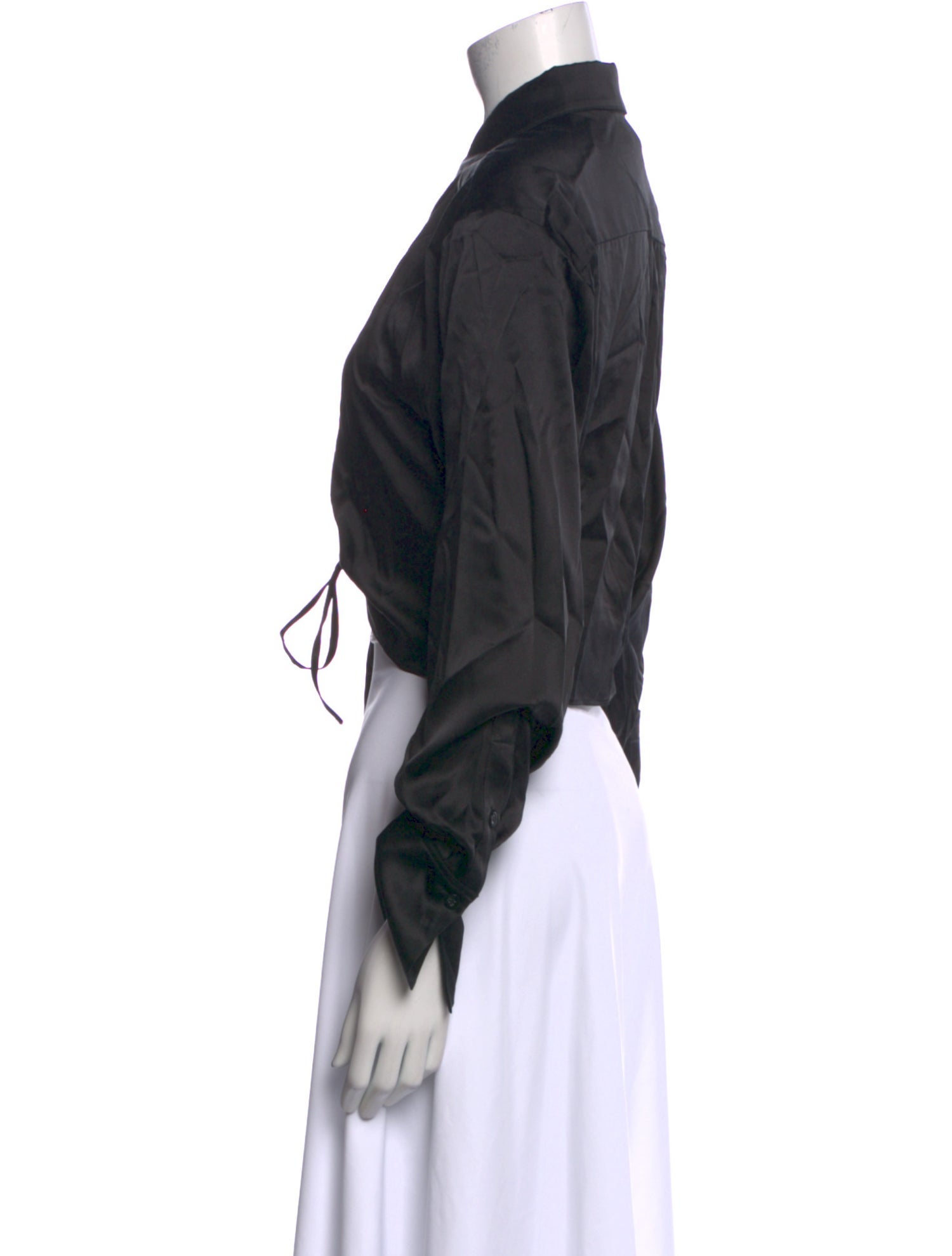 FRAME Silk Long Sleeve Crop Top