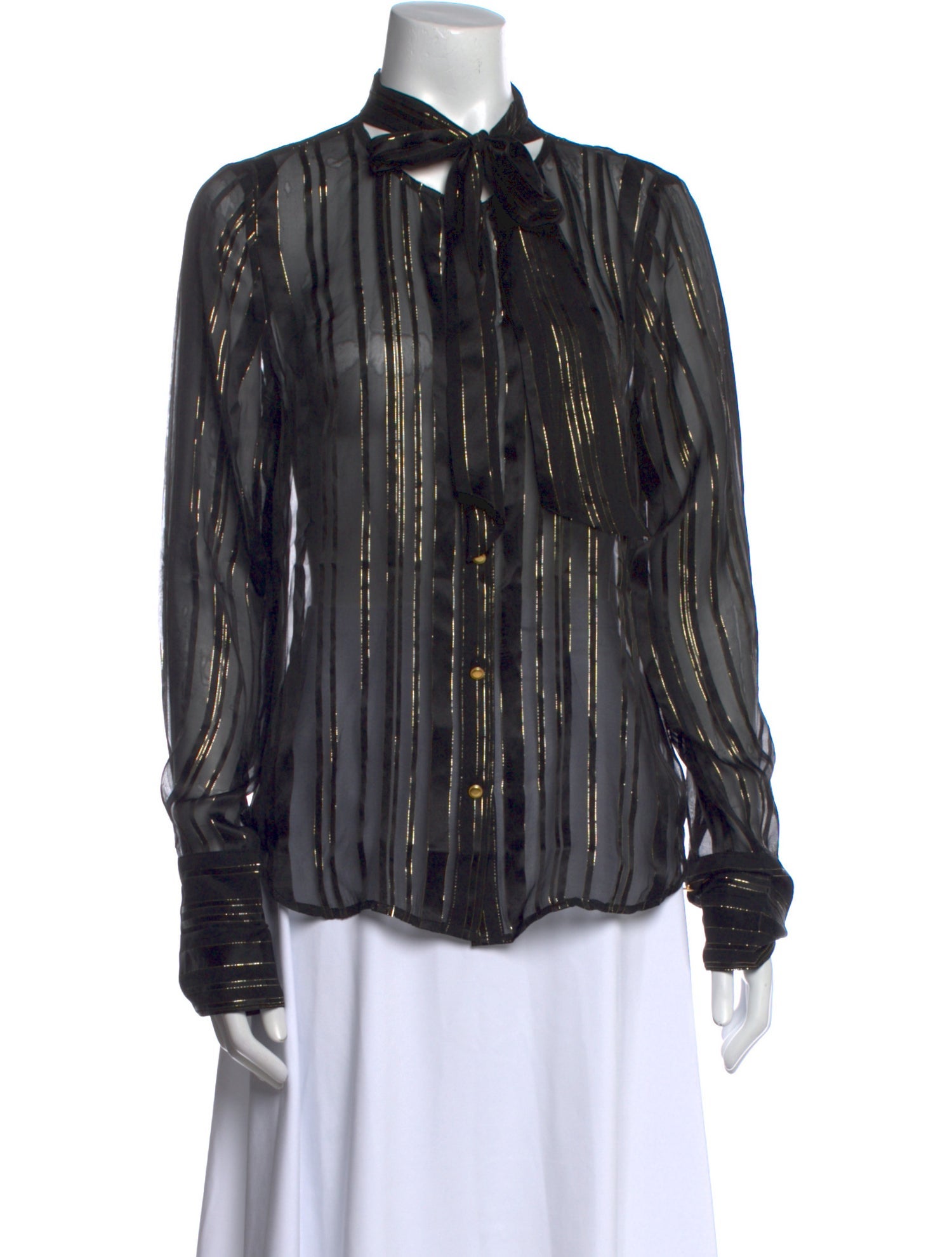 FRAME Silk Striped Button-Up Top