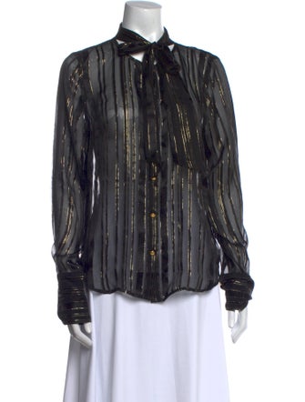 FRAME Silk Striped Button-Up Top