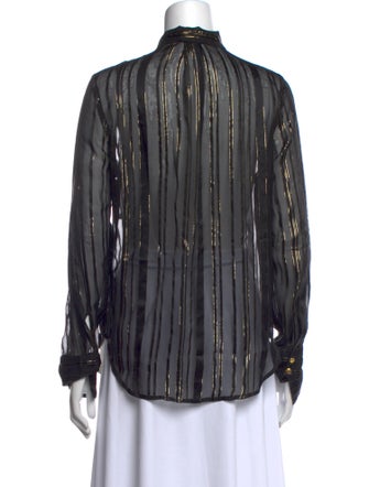 FRAME Silk Striped Button-Up Top