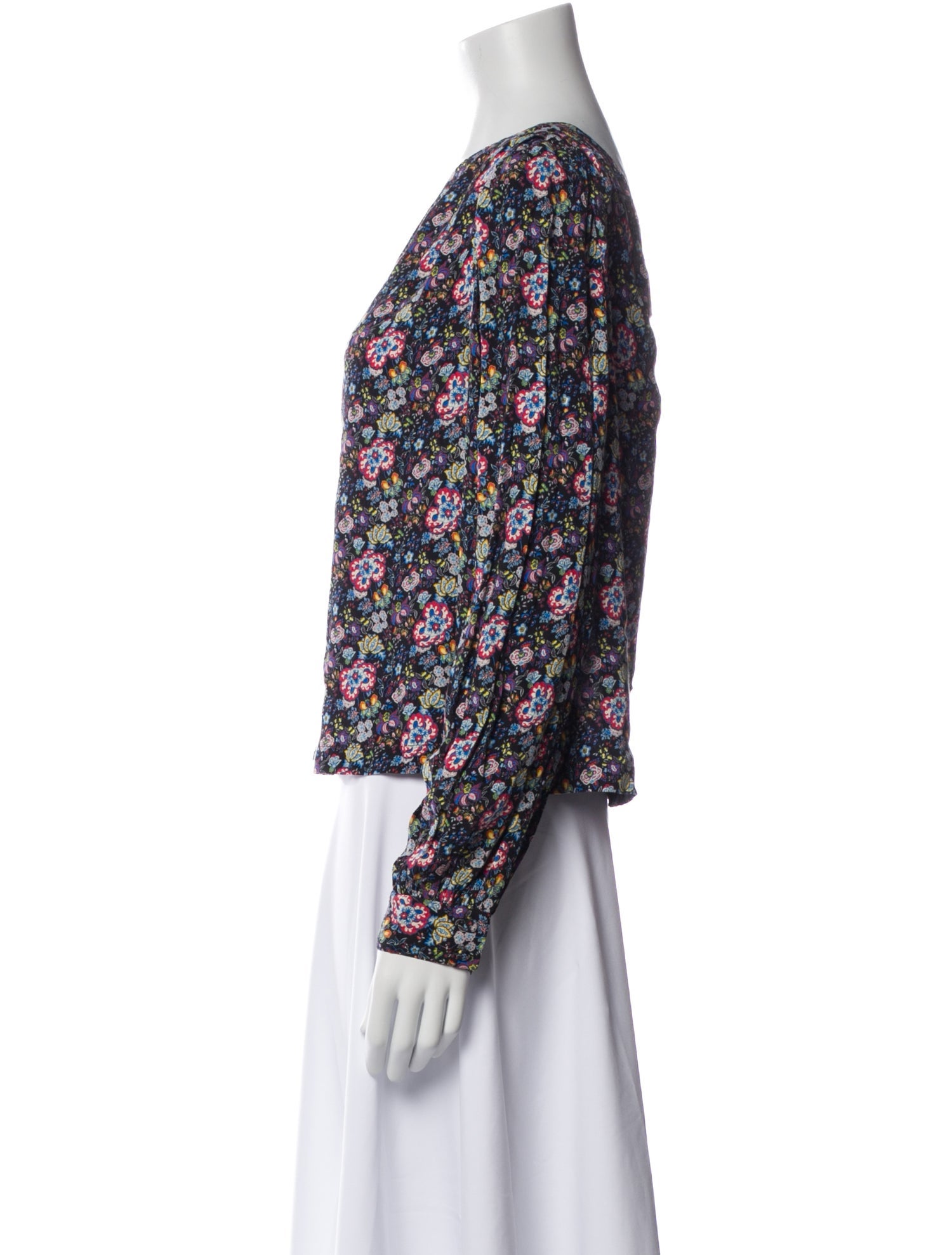 FRAME Floral Print One-Shoulder Blouse