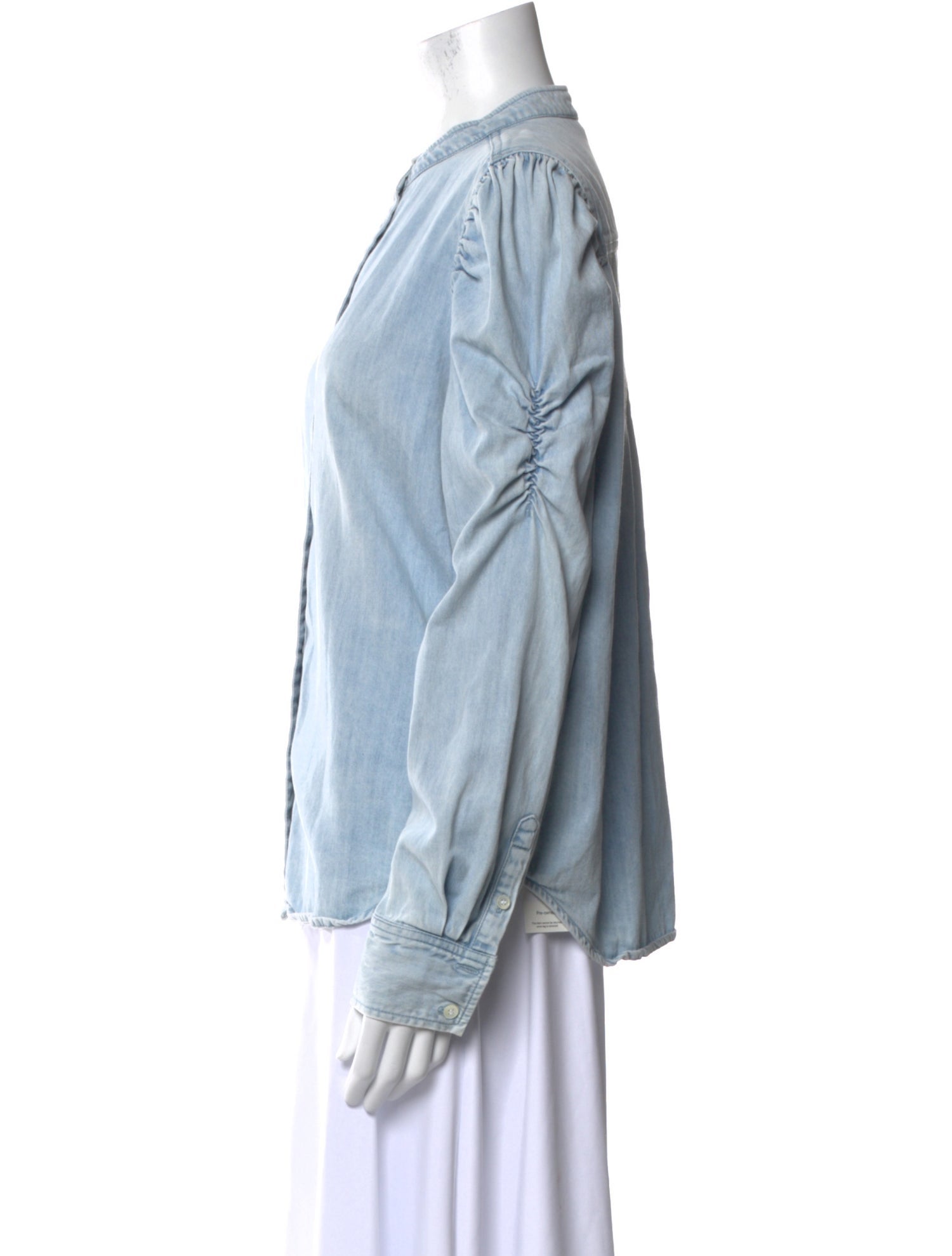 FRAME Mock Neck Long Sleeve Button-Up Top