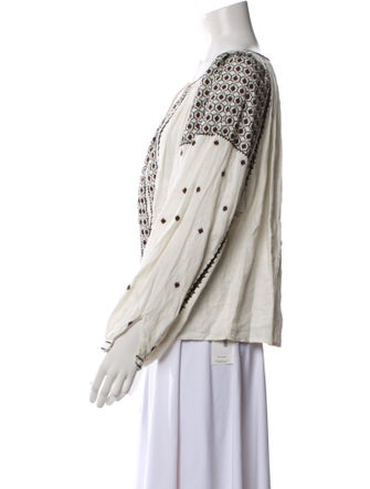 FRAME Linen Printed Blouse