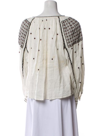 FRAME Linen Printed Blouse