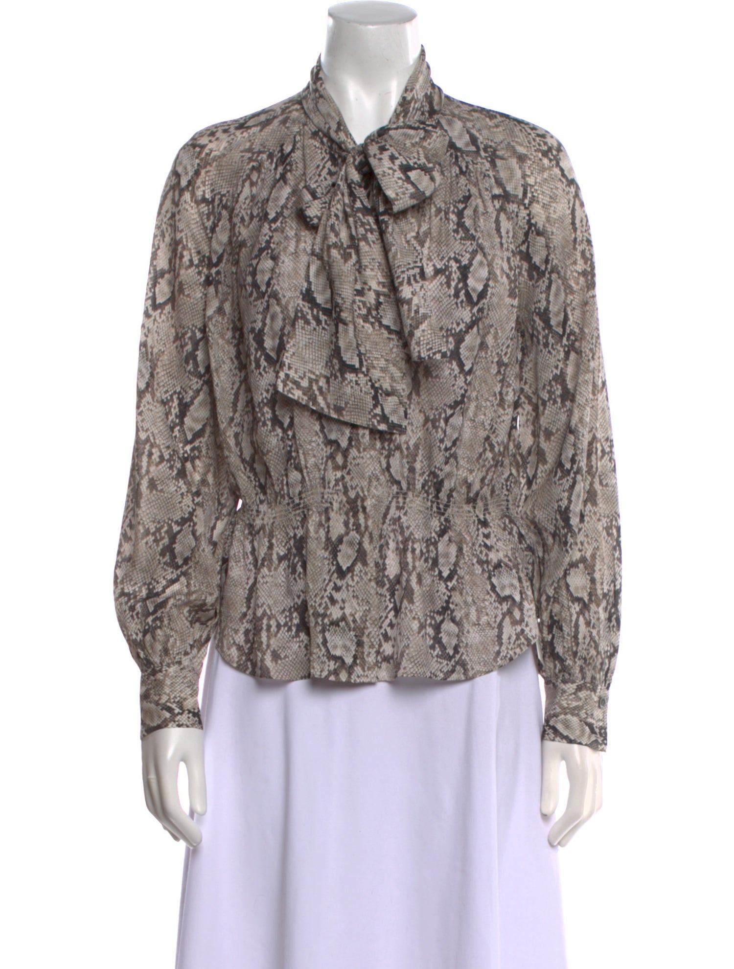 FRAME Silk Animal Print Button-Up Top