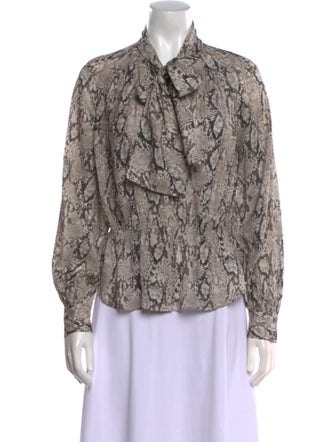 FRAME Silk Animal Print Button-Up Top