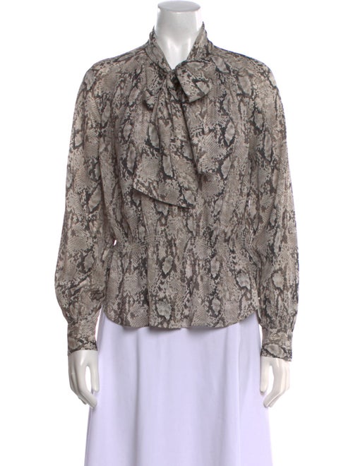 FRAME Silk Animal Print Button-Up Top