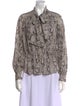 FRAME Silk Animal Print Button-Up Top