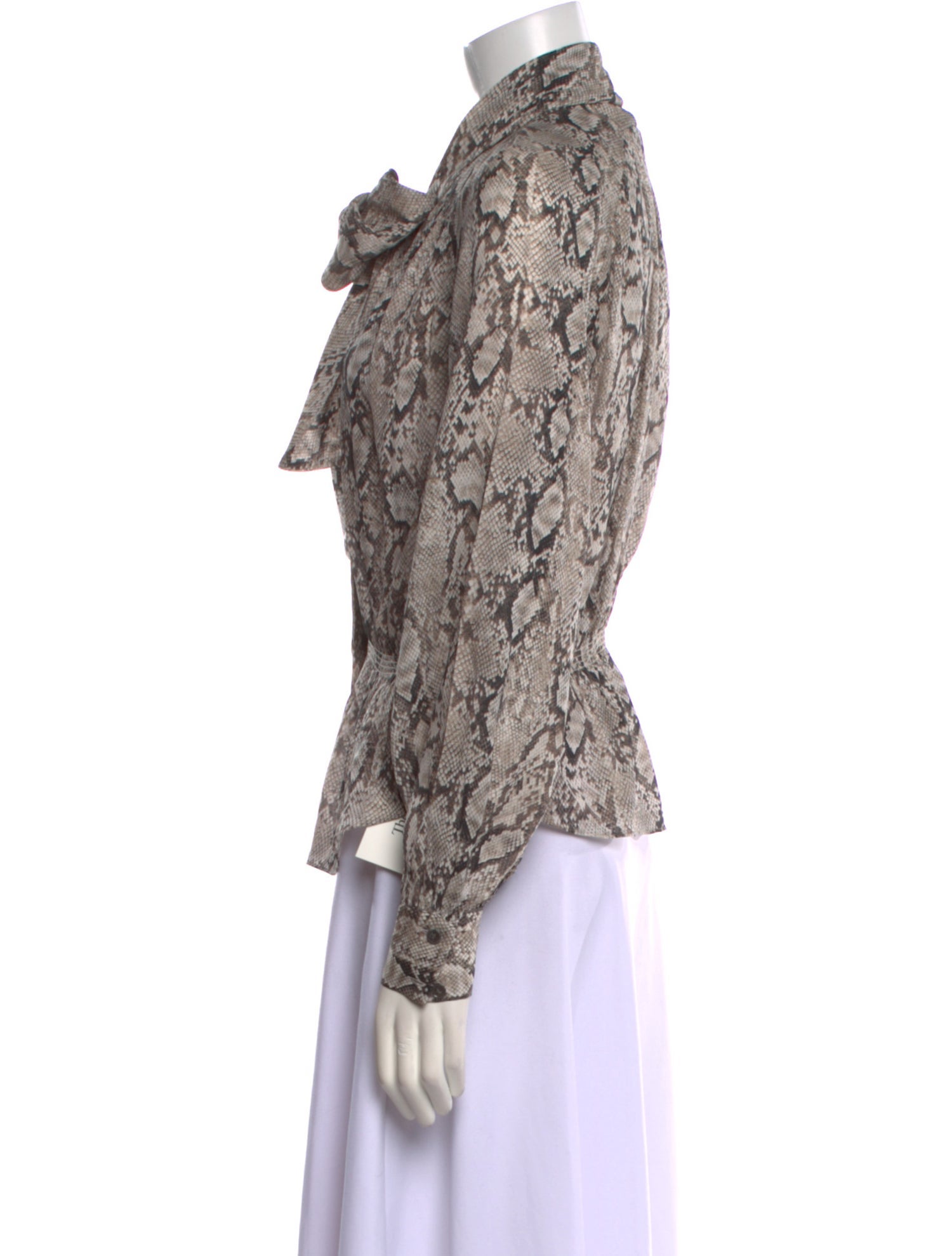 FRAME Silk Animal Print Button-Up Top