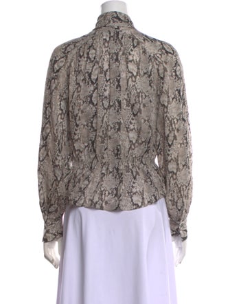 FRAME Silk Animal Print Button-Up Top