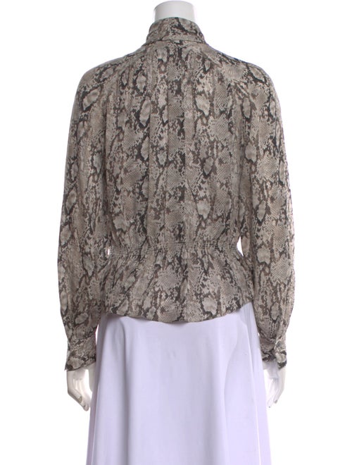 FRAME Silk Animal Print Button-Up Top