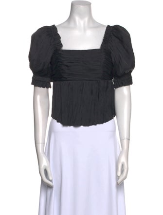 FRAME Square Neckline Short Sleeve Crop Top