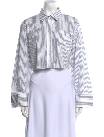 FRAME Striped Long Sleeve Crop Top