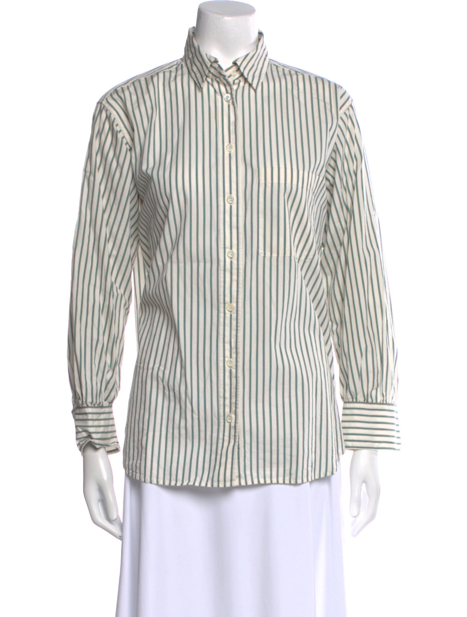 FRAME Striped Long Sleeve Button-Up Top
