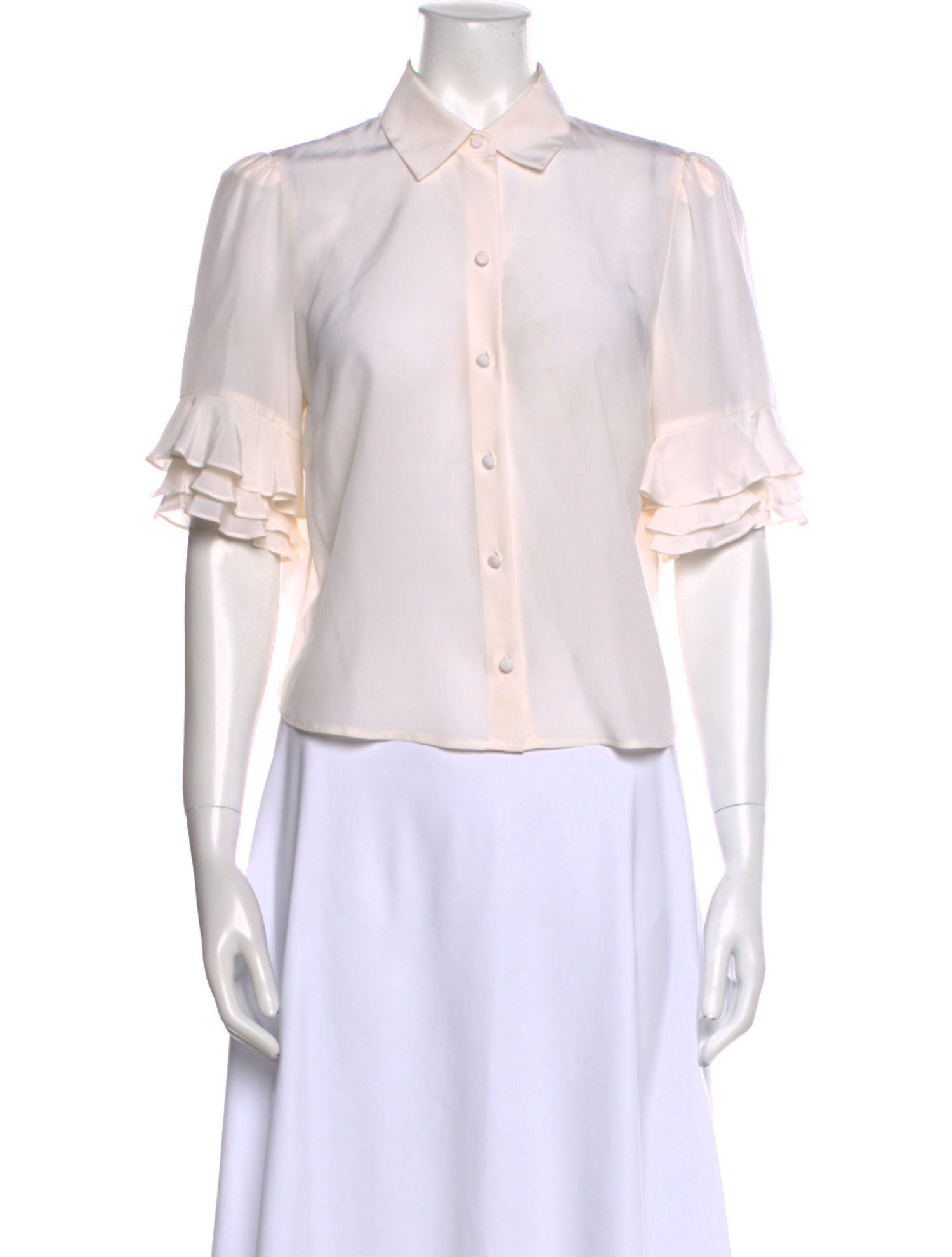 FRAME Silk Short Sleeve Button-Up Top