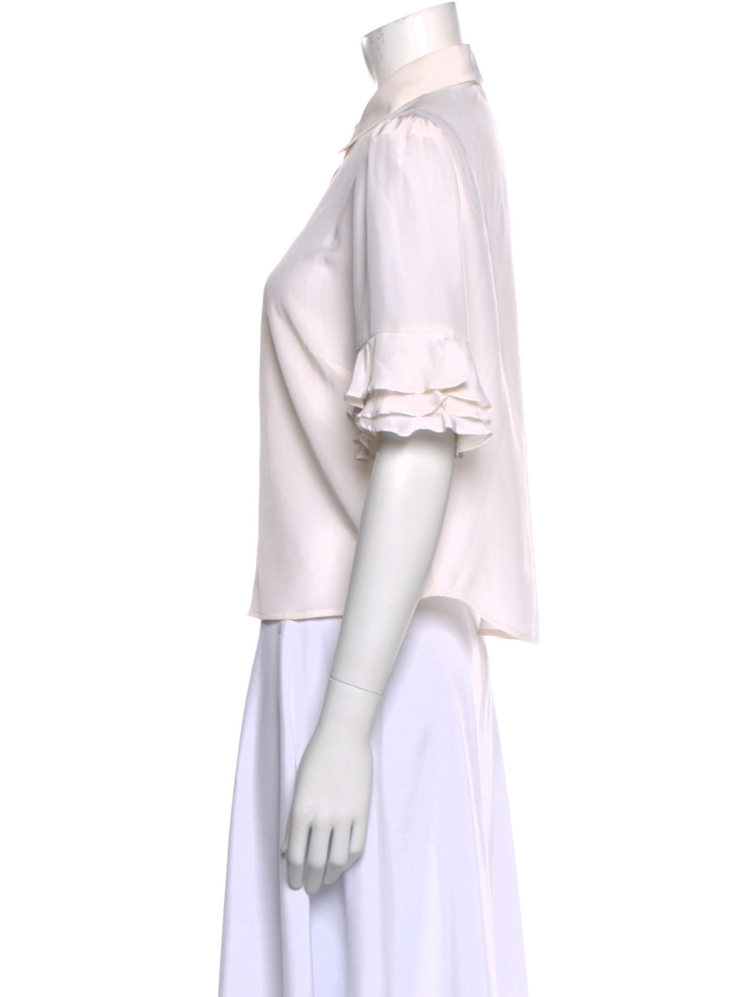 FRAME Silk Short Sleeve Button-Up Top