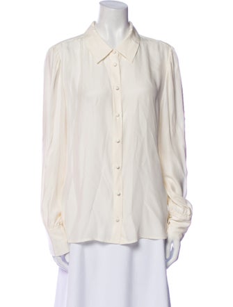 FRAME Silk Long Sleeve Button-Up Top
