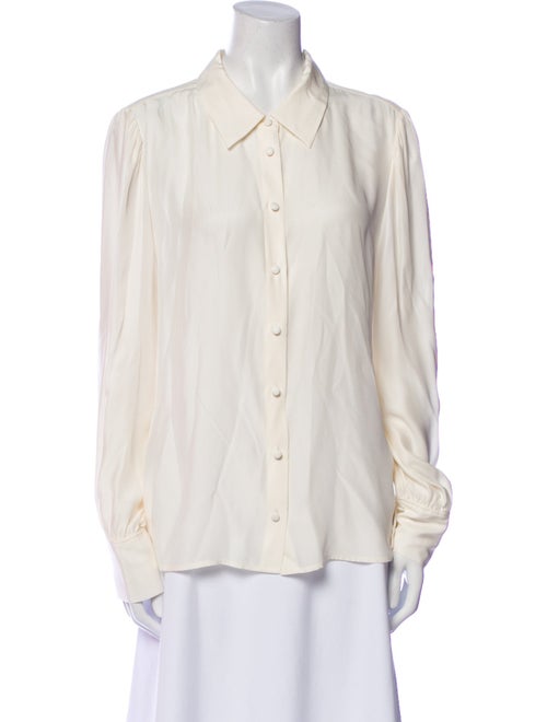 FRAME Silk Long Sleeve Button-Up Top