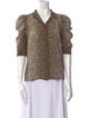 FRAME Silk Animal Print Button-Up Top