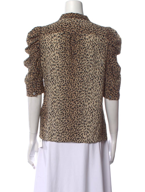 FRAME Silk Animal Print Button-Up Top