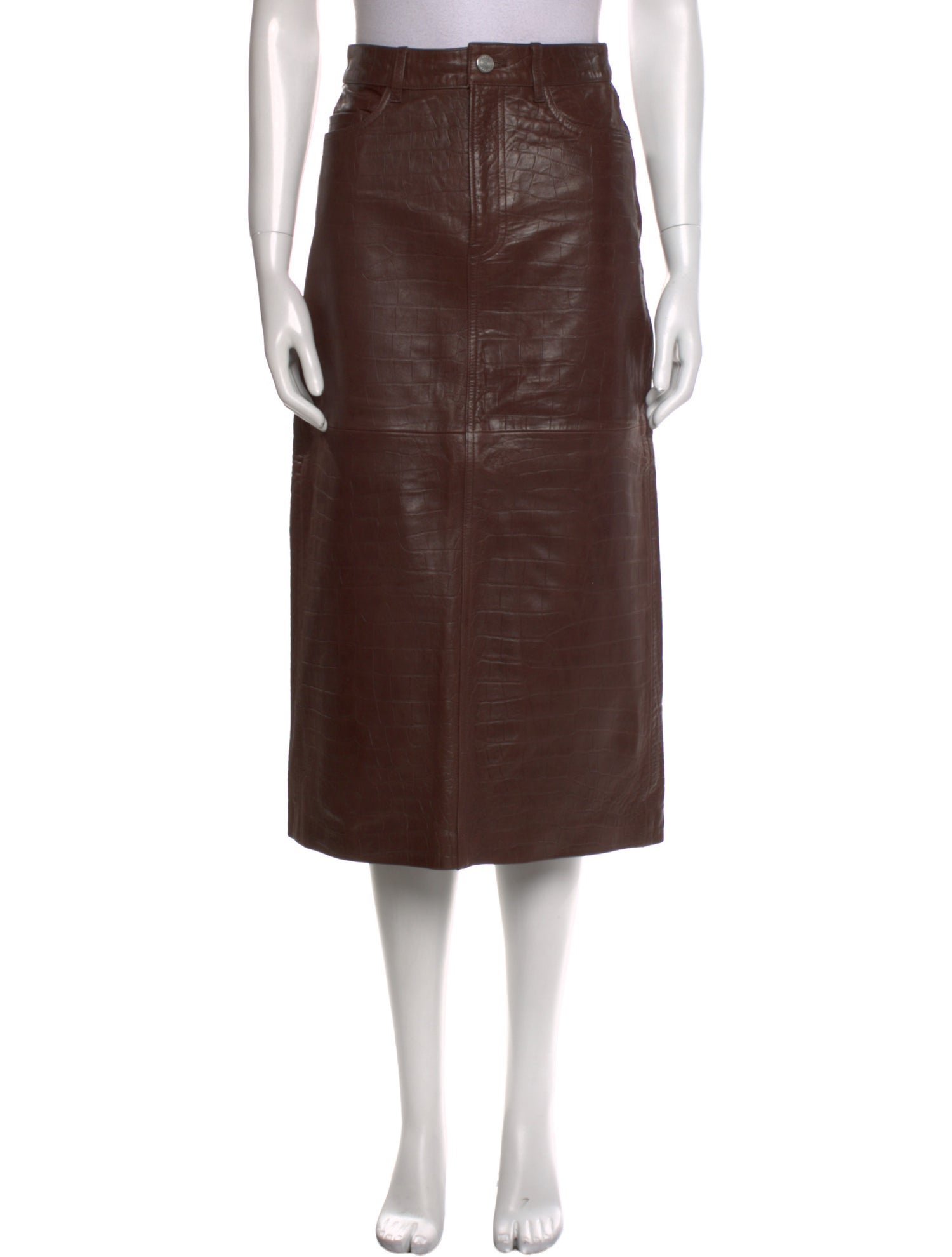 FRAME Leather Midi Length Skirt