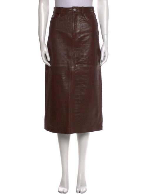 FRAME Leather Midi Length Skirt